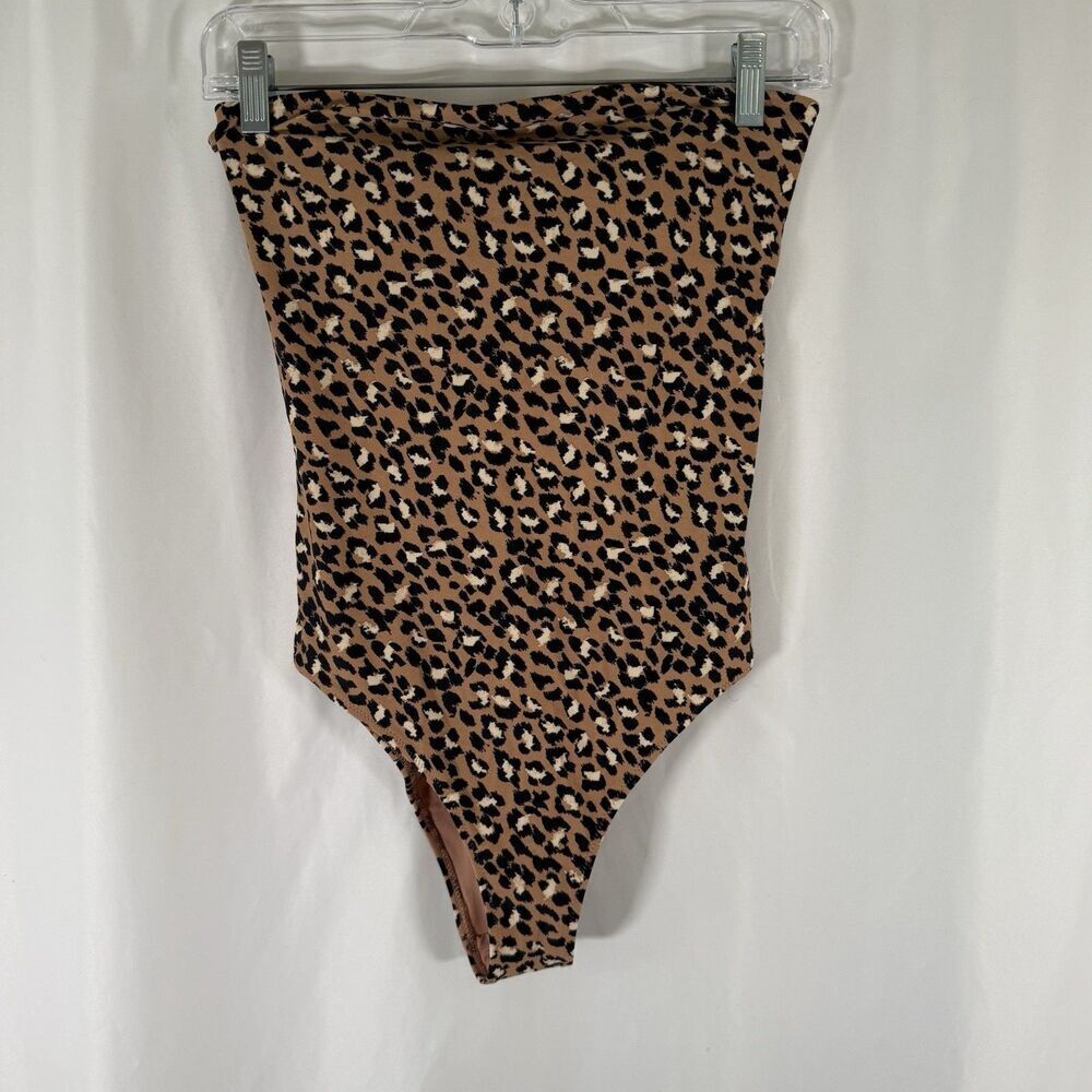 Aerie One Peice Swimsuit Women's Small Brown Cheetah Print Sleeveless Padded